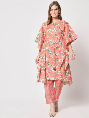 Rajwada - Stunning Pink Cotton Printed Lose Fit Stitched Kurta
