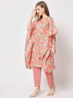 Rajwada - Stunning Pink Cotton Printed Lose Fit Stitched Kurta