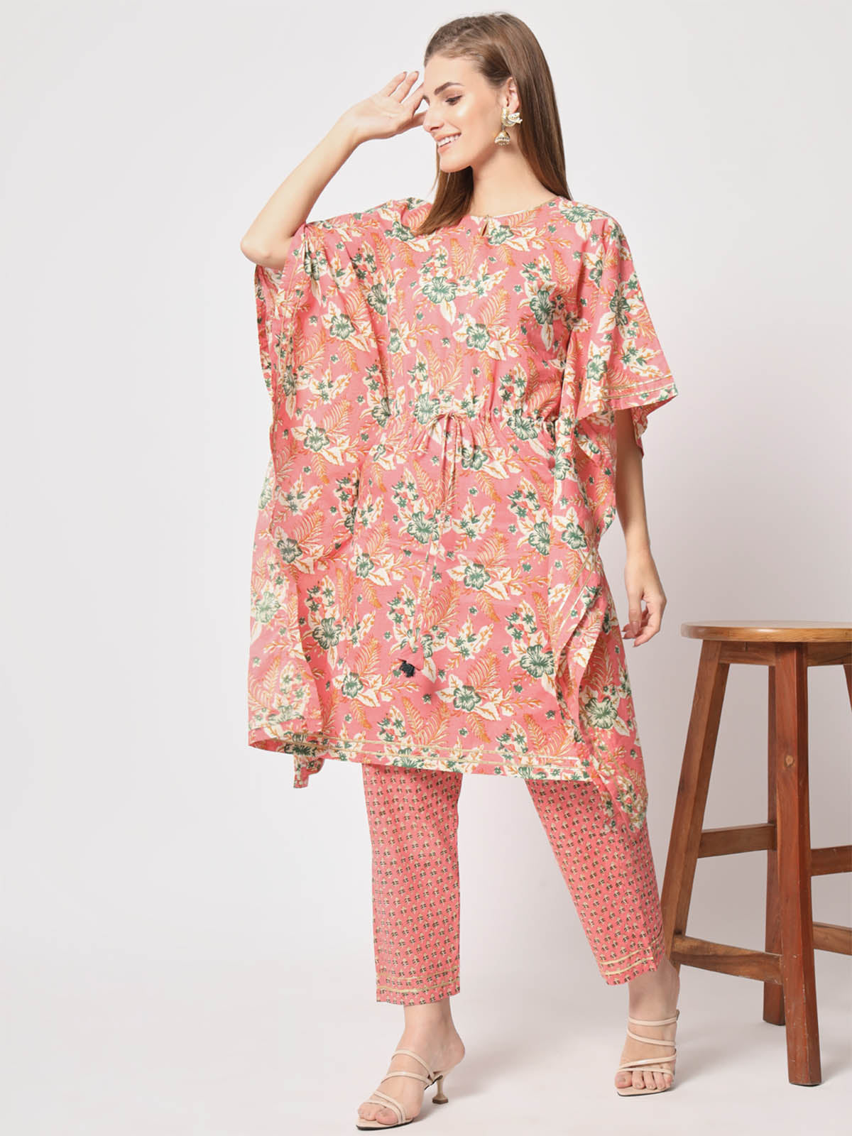 Rajwada - Stunning Pink Cotton Printed Lose Fit Stitched Kurta