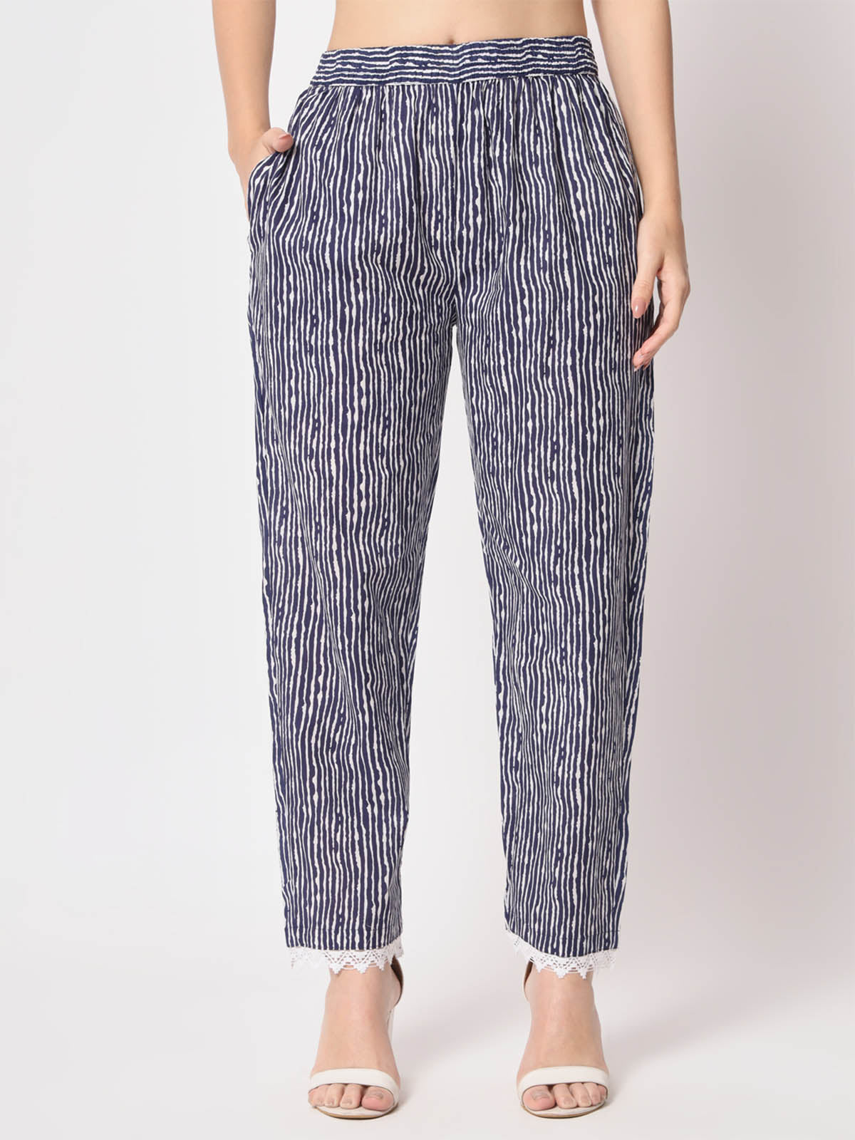 Rajwada - Blue Cotton Printed Pant