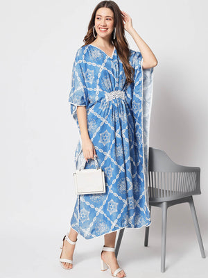 Rajwada - Stunning Blue Cotton Printed Lose Fit Kurta