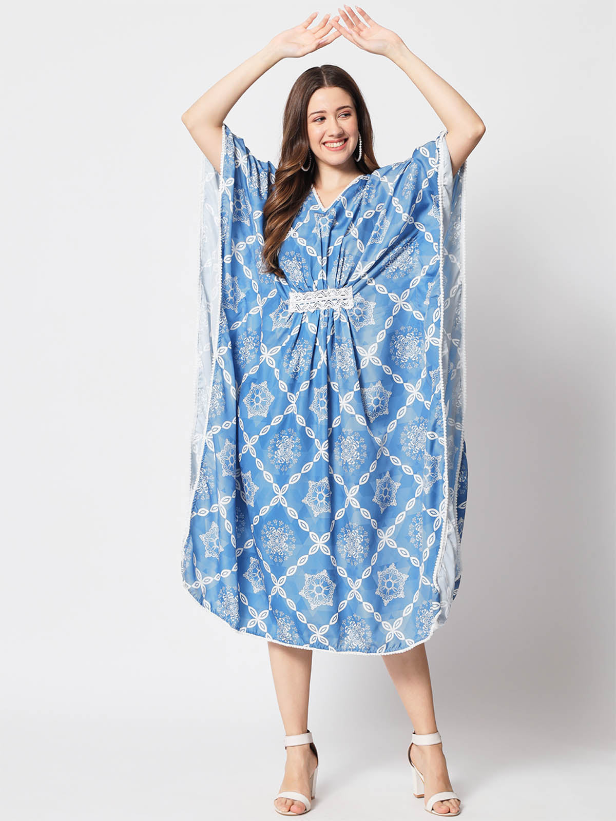 Rajwada - Stunning Blue Cotton Printed Lose Fit Kurta