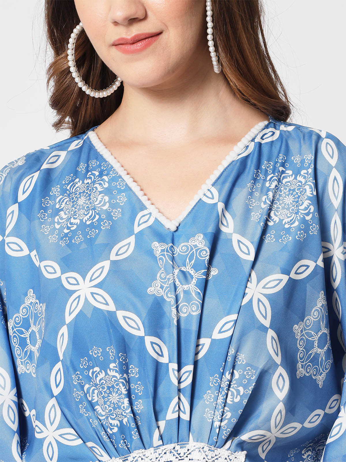 Rajwada - Stunning Blue Cotton Printed Lose Fit Kurta