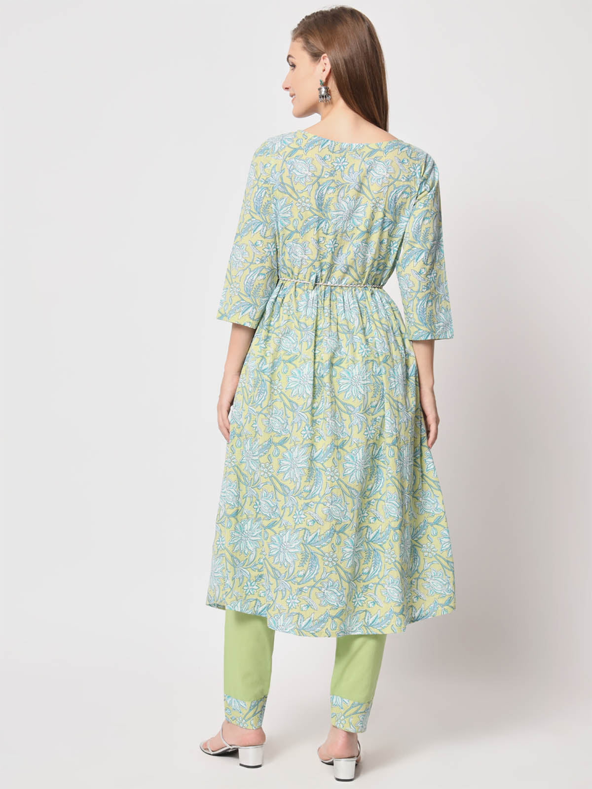 Rajwada - Light Green Cotton Printed Stitched Kurta Set