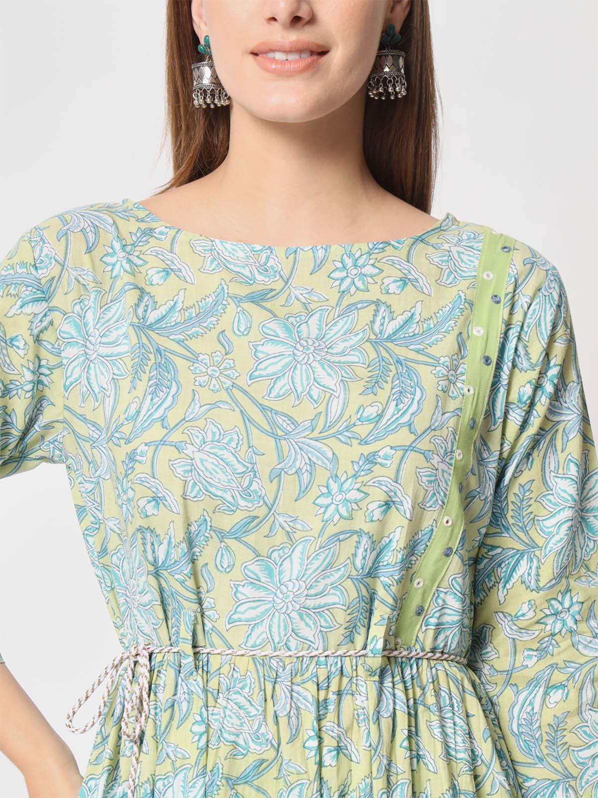 Rajwada - Light Green Cotton Printed Stitched Kurta Set