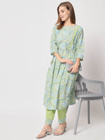 Rajwada - Light Green Cotton Printed Stitched Kurta Set
