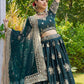 Rajwada Green Satin Embroidered Semi-Stitched Lehenga For Women
