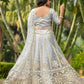 Rajwada Grey Net Embroidered Semi-Stitched Lehenga For Women
