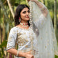 Rajwada Grey Net Embroidered Semi-Stitched Lehenga For Women