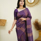 Rajwada Purple Banarasi Silk Woven Saree With Unstitched Blouse For Women