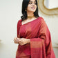 Rajwada Red Banarasi Silk Woven Saree With Unstitched Blouse For Women