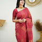 Rajwada Red Banarasi Silk Woven Saree With Unstitched Blouse For Women