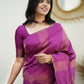 Rajwada Pink Banarasi Silk Woven Saree With Unstitched Blouse For Women