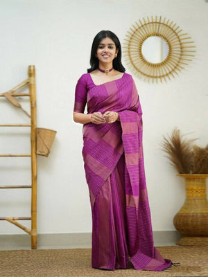 Rajwada Pink Banarasi Silk Woven Saree With Unstitched Blouse For Women