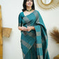 Rajwada Teal Banarasi Silk Woven Saree With Unstitched Blouse For Women