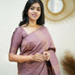 Rajwada Mauve Banarasi Silk Woven Saree With Unstitched Blouse For Women