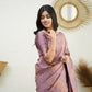 Rajwada Mauve Banarasi Silk Woven Saree With Unstitched Blouse For Women