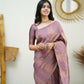 Rajwada Mauve Banarasi Silk Woven Saree With Unstitched Blouse For Women