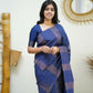Rajwada Blue Banarasi Silk Woven Saree With Unstitched Blouse For Women