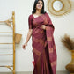 Rajwada Maroon Banarasi Silk Woven Saree With Unstitched Blouse For Women