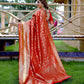 Rajwada Orange Banarasi Silk Woven Saree With Unstitched Blouse For Women