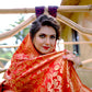 Rajwada Orange Banarasi Silk Woven Saree With Unstitched Blouse For Women