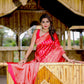 Rajwada Red Banarasi Silk Woven Saree With Unstitched Blouse For Women