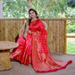 Rajwada Red Banarasi Silk Woven Saree With Unstitched Blouse For Women
