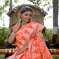 Rajwada Orange Cotton Blend Woven Saree With Unstitched Blouse For Women
