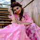 Rajwada Pink Cotton Blend Woven Saree With Unstitched Blouse For Women