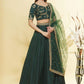 Rajwada Dark Green Silk Embellished Lehenga For Women