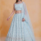 Rajwada Sky Blue Georgette Embellished Lehenga For Women