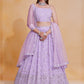 Rajwada Lavender Georgette Embellished Lehenga For Women