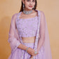 Rajwada Lavender Georgette Embellished Lehenga For Women