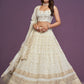 Rajwada Off White Georgette Embellished Lehenga For Women