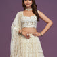 Rajwada Off White Georgette Embellished Lehenga For Women