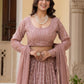 Rajwada Dusty Mauve Pink Georgette Embellished Lehenga For Women
