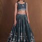 Rajwada Dark Green Georgette Embellished Lehenga For Women