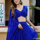 Rajwada Royal Blue Georgette Striped Lehenga For Women