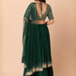 Rajwada Dark Green Georgette Embellished Lehenga For Women