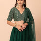 Rajwada Dark Green Georgette Embellished Lehenga For Women