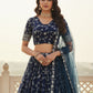 Rajwada Navy Blue Georgette Embellished Lehenga For Women