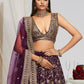Rajwada Dark Purple Georgette Embellished Lehenga For Women