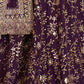 Rajwada Dark Purple Georgette Embellished Lehenga For Women