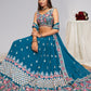 Rajwada Teal Blue Georgette Embellished Lehenga For Women