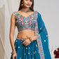 Rajwada Teal Blue Georgette Embellished Lehenga For Women
