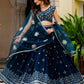 Rajwada Navy Blue Georgette Embellished Lehenga For Women