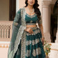 Rajwada Dark Green Crepe Embellished Lehenga For Women