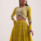 Rajwada Lime Yellow Georgette Embellished Lehenga For Women