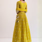 Rajwada Lime Yellow Georgette Embellished Lehenga For Women